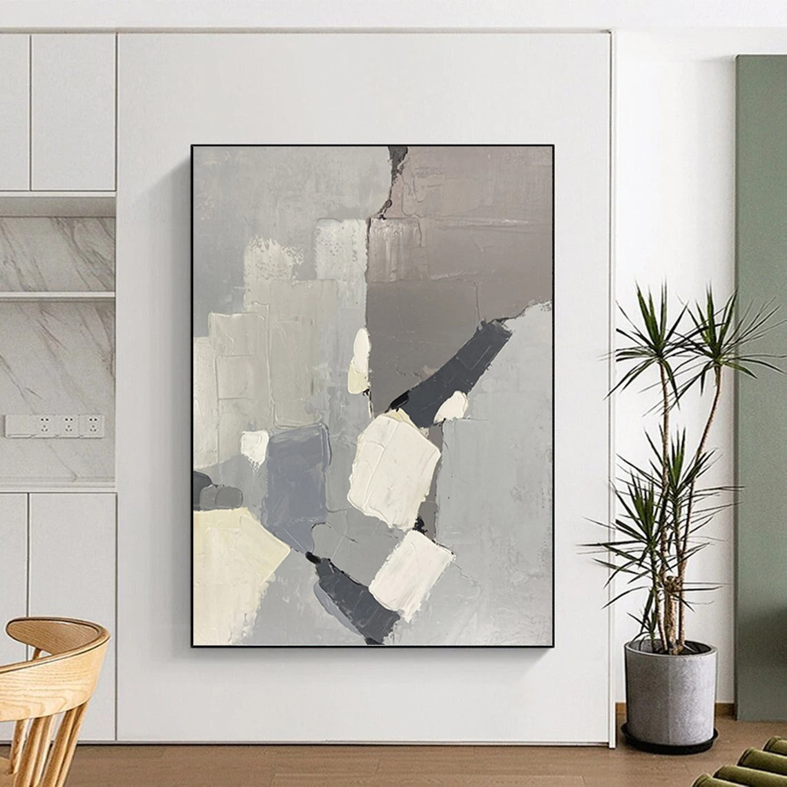 Majestic Vertical Hand - Painted Textured Custom Abstract Epoch for Living Room and Hotel DKH1586