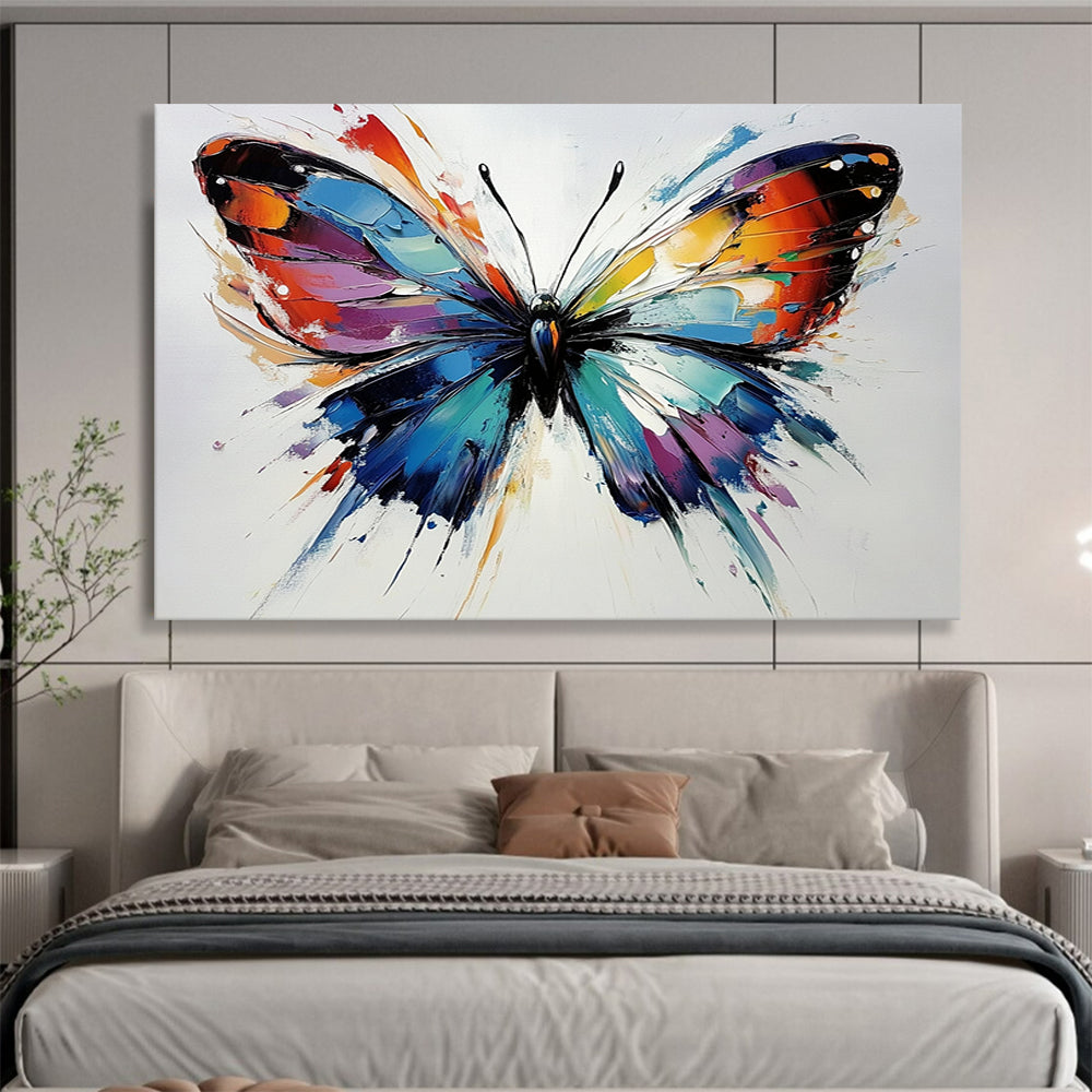 “Colorful Textured Butterfly” - Colorful Palette, Textured Butterfly Wings Painting On Canvas HB0847