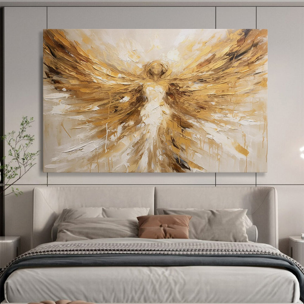 Golden Angel Wings - Inspirational Living Room Art DLZ082