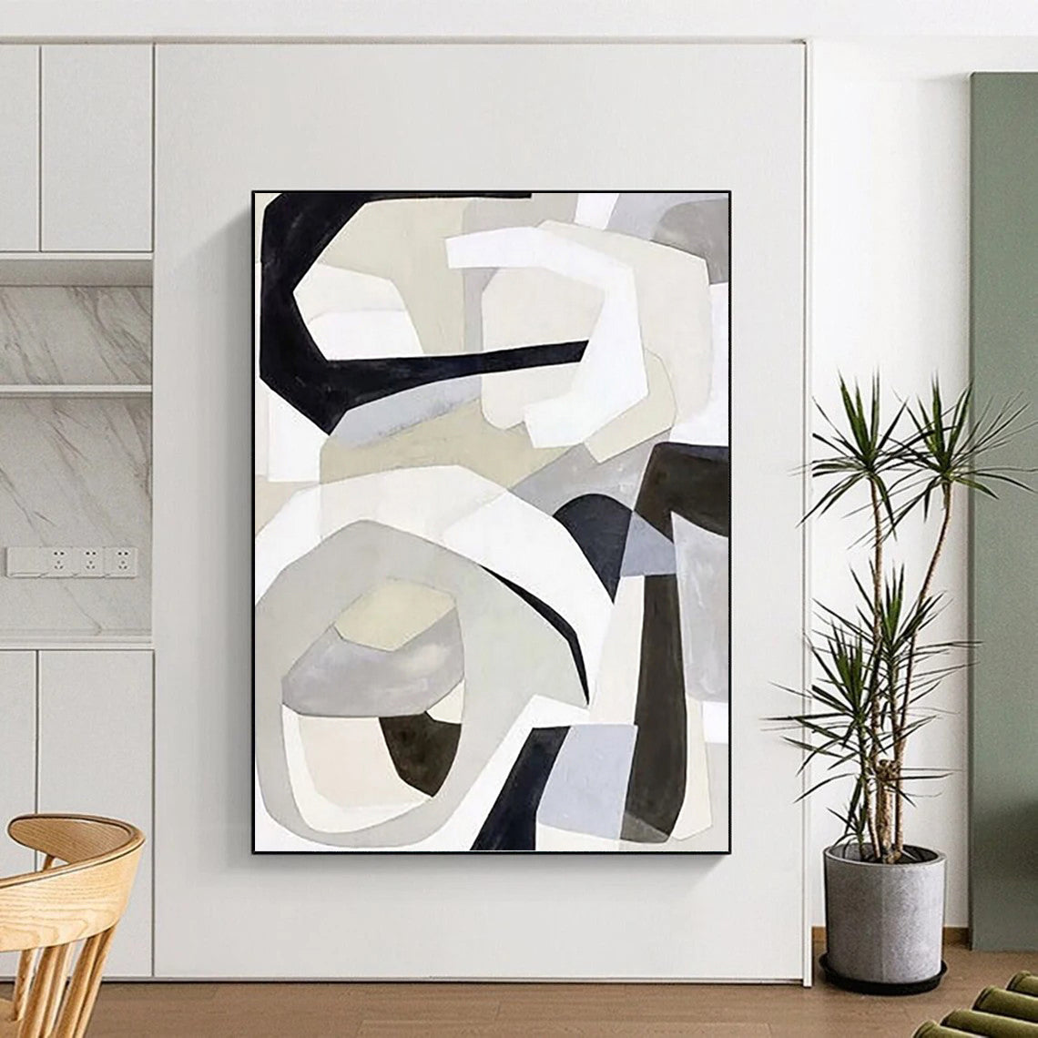 Creatively Curated Hand - Painted Textured Canvas Mural for Bar & Hotel Lobby DKH1141