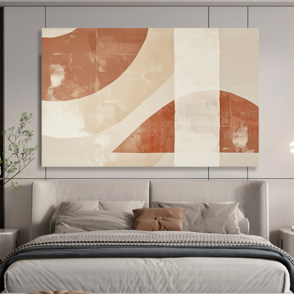 “Geometric Earth - Tone Abstract” - Brown, beige shapes, minimalist design, Geometric Abstract Painting On Canvas HB0604