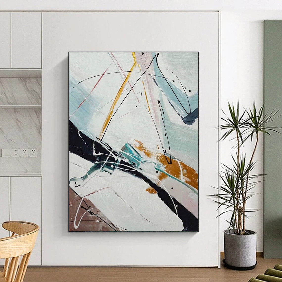 Colossal - Sized Hand - Painted Custom Abstract Gem for Entryway and Hallway DTP046