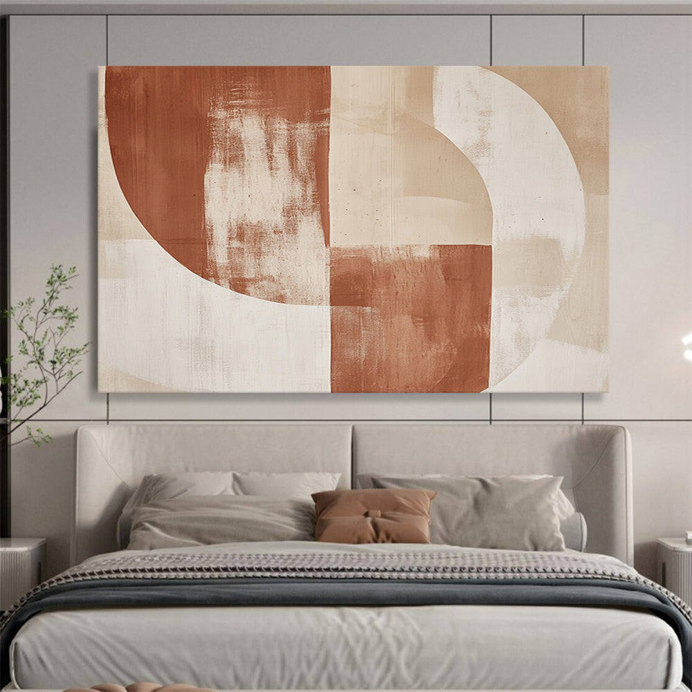 “Earth - Toned Geometric Shapes” - Brown, Beige, White, Abstracted Geometric Forms - Acrylic Painting HB1665
