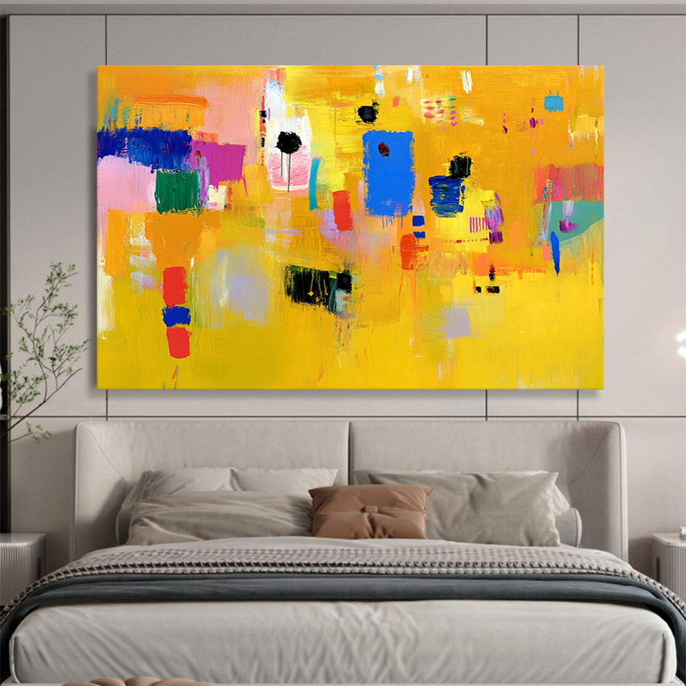 “Vibrant Color Block Abstraction” - Yellow, Pink, Blue, Purple with Color Blocks - Abstract Acrylic Painting HB1353