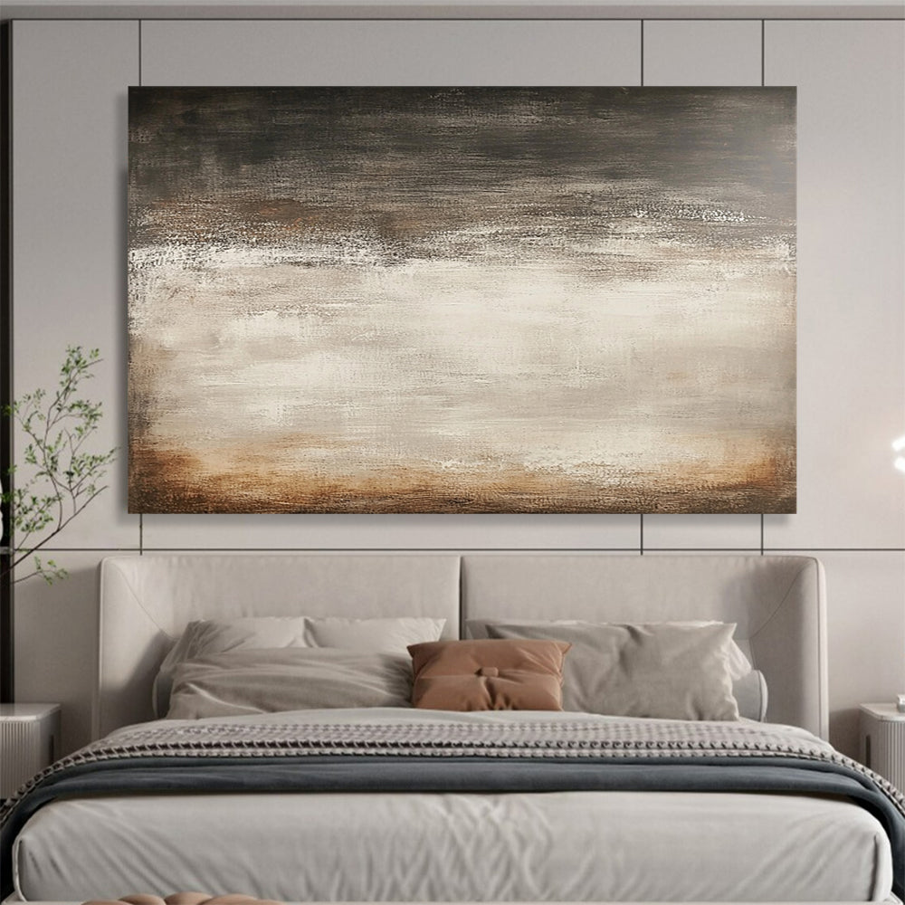 “Neutral Textured Abstraction” - Muted browns, grays, beiges, Minimalist Textural Painting On Canvas HB0583