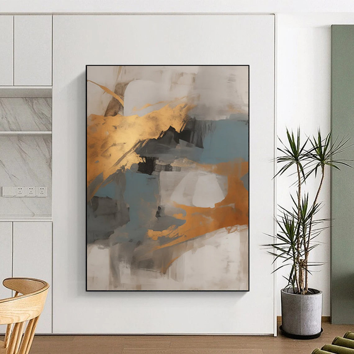 Tactile Trails: Oversized Custom Abstract Art for Living Room and Hallway DTP136