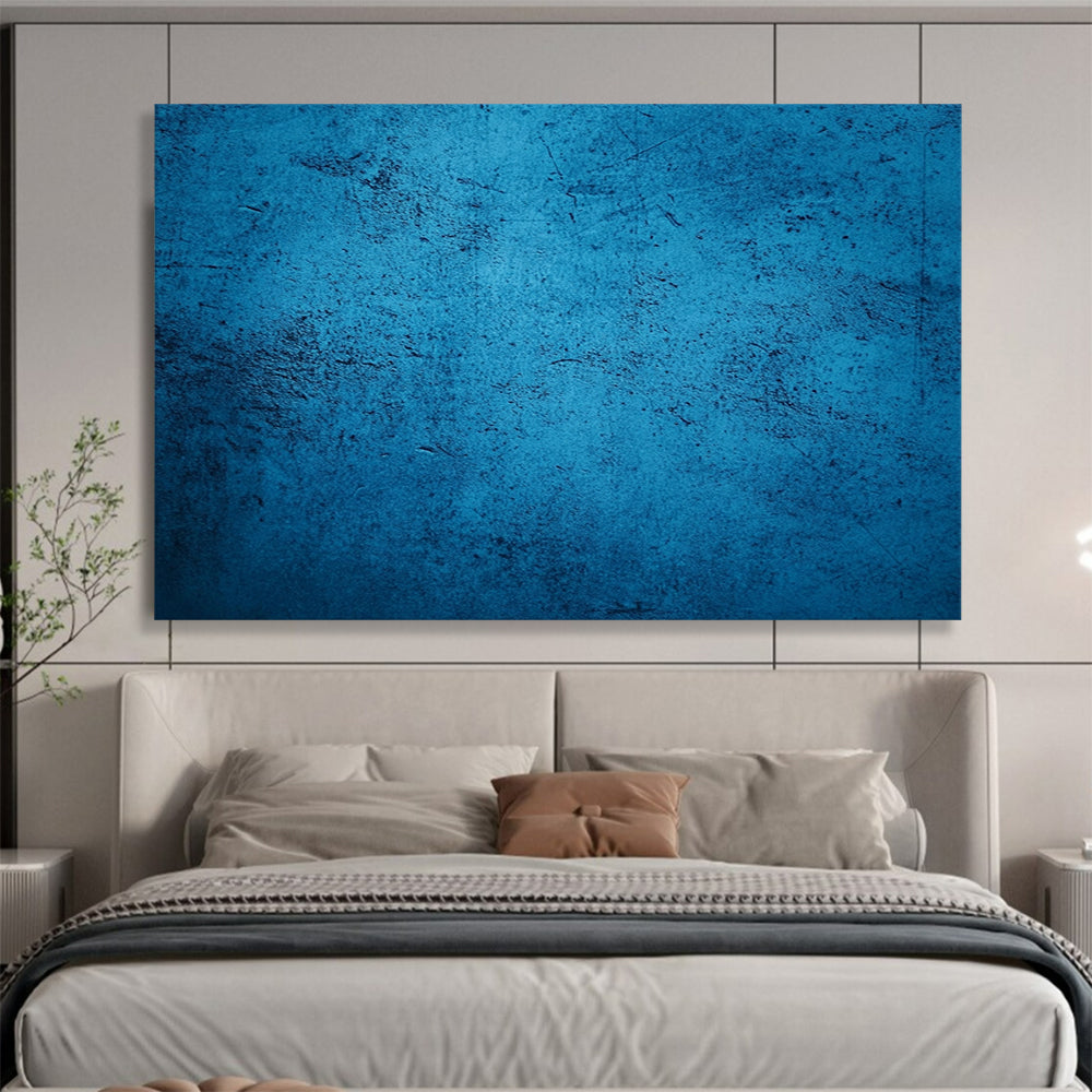 Solid Blue Textured Background - Minimalist Abstract Painting On Canvas HB0470
