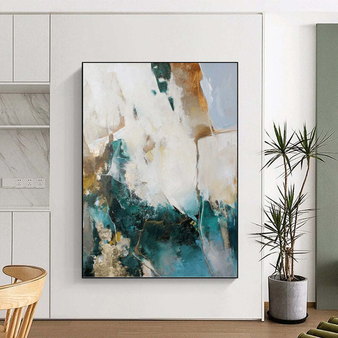 Oversized Hand - Rendered Custom Textured Abstract Painting for Living Room & Office DKH1013