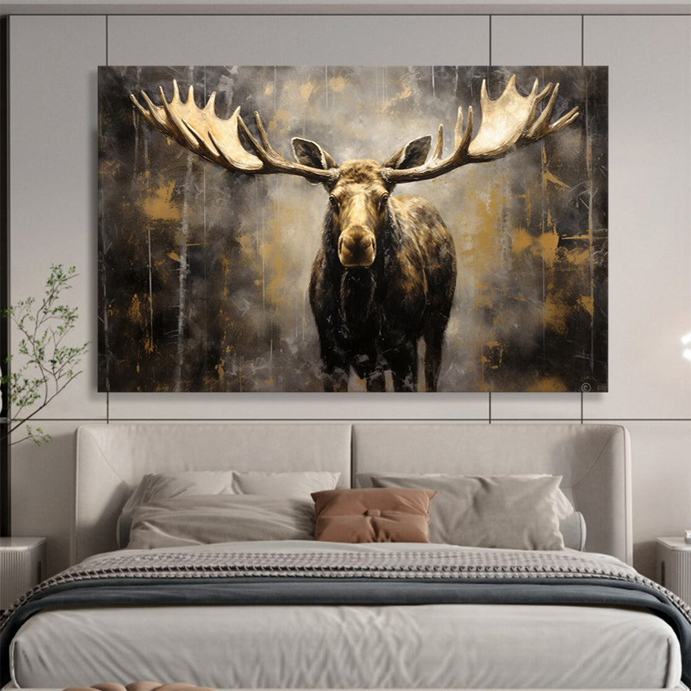 Majestic Moose in Gold - Rustic Luxury Wall Art DLZ079