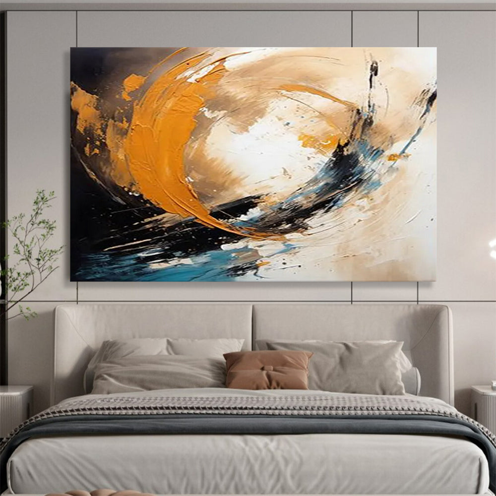 Dynamic Orange - Blue Abstract Painting - Energetic Welcome Art for Foyer DLZ098