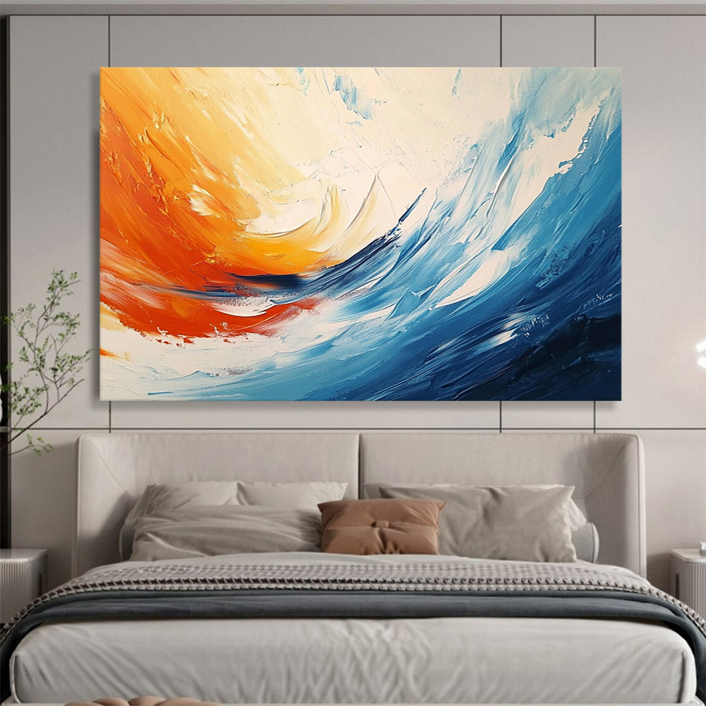 “Vibrant Color Swirl” - Orange, Blue, White, Abstract Dynamic Swirl HB1126
