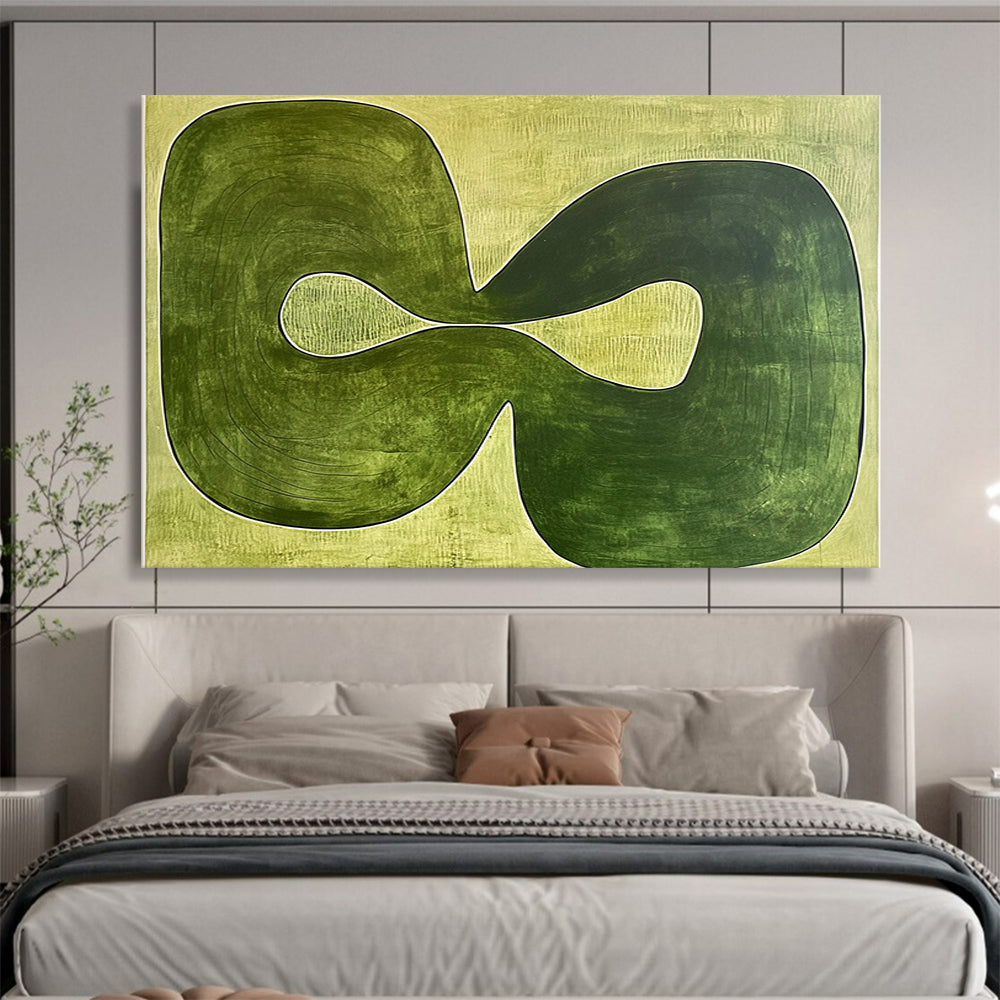 “Infinite Green Loop” - Greens, Beiges, Abstract Infinity - Inspired Shape - Acrylic Painting HB1763