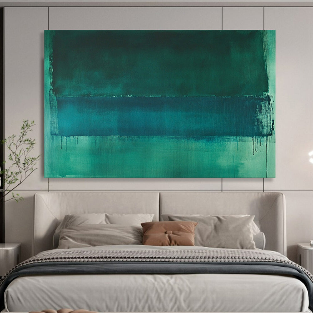 “Teal Layers” - Green, Blue, Teal, Minimalist Color Field Painting On Canvas HB1061