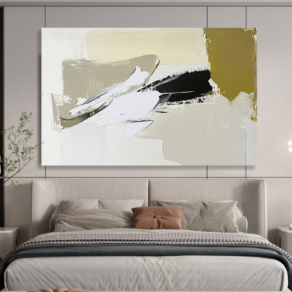 “Bold Neutral Swipes” - Beige, White, Black with Expressive Swipes - Abstract Acrylic Painting HB1341