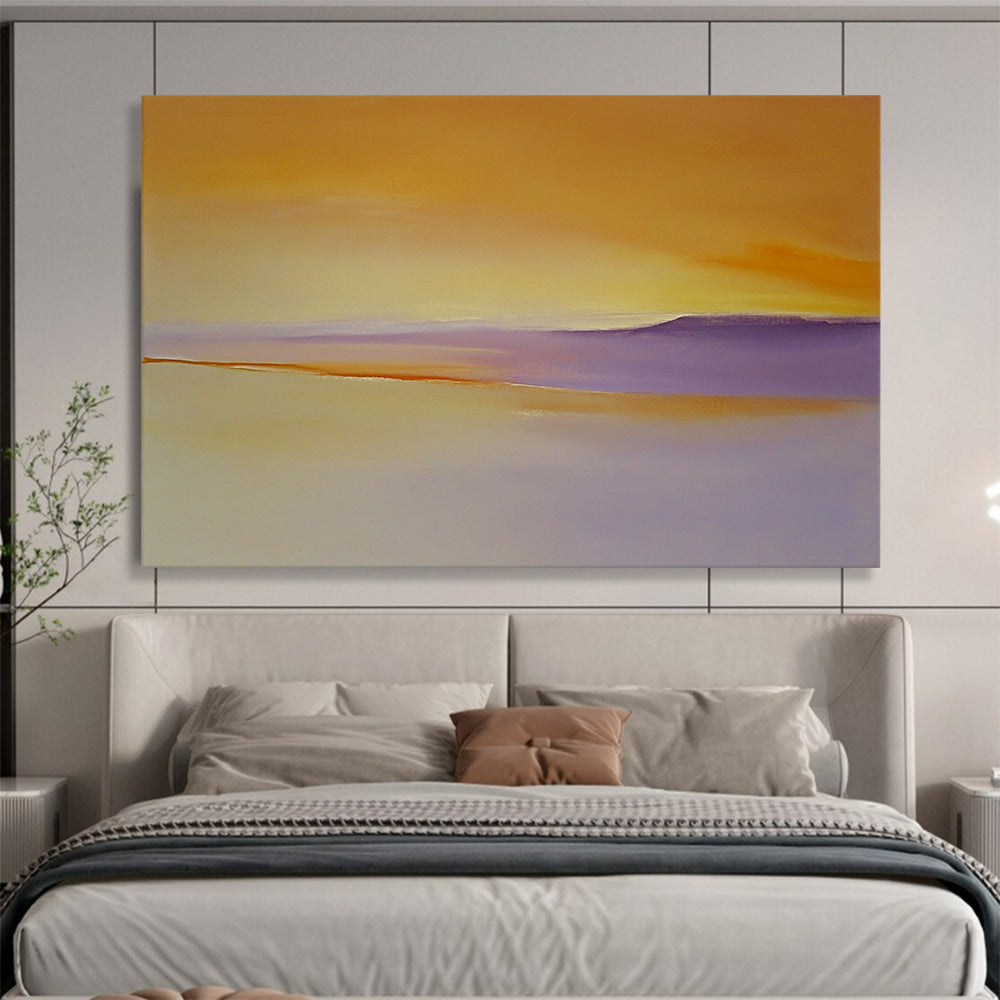“Sunset Horizons” - Orange, Purple, Yellow, Abstract Dusk - Color - Field Acrylic Painting HB1508
