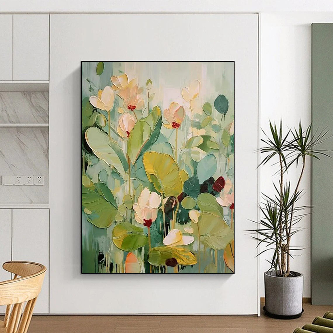 Hand-Painted Large Custom Abstract Art: Textured Details for Hotel & Hallway DTP319