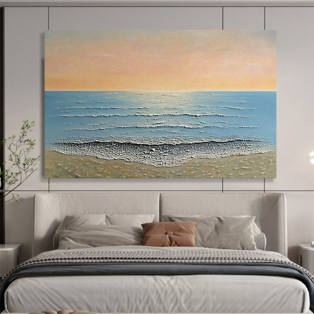 “Textured Beach Sunset” - Oranges, Pinks, Blues, Textured Beach - Impasto Oil Painting HB1604