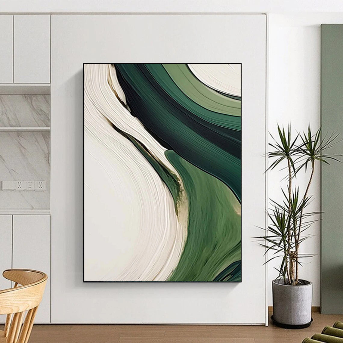 King - Sized Hand - Painted Custom Abstract Mural (with Lush Textures), for Arranging in Living Room and Hotel Lobby DKH1468