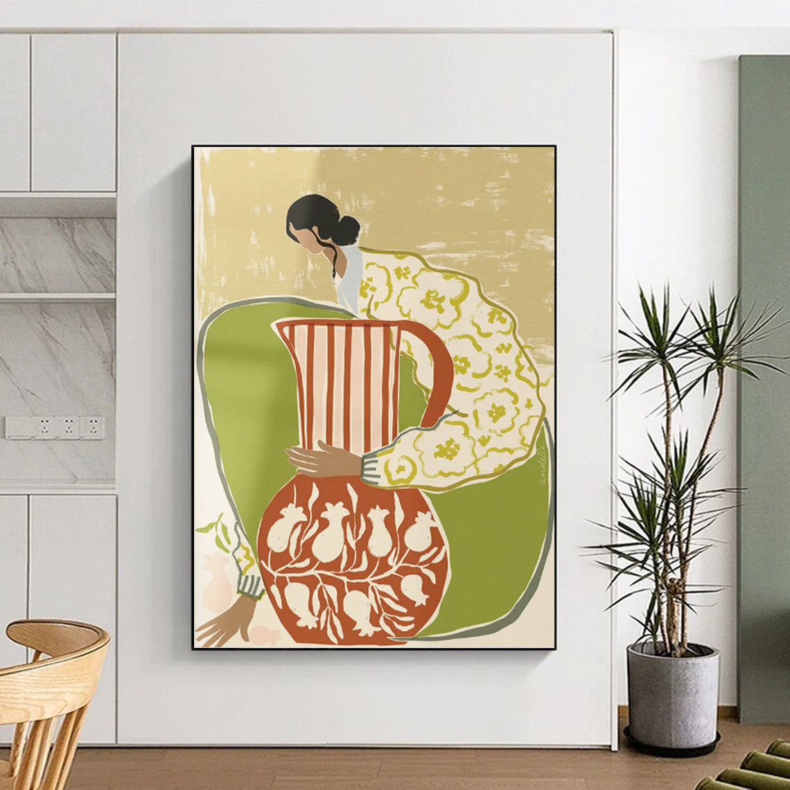 Artfully Designed Hand - Painted Textured Canvas Mural for Hallway & Bar DKH1145