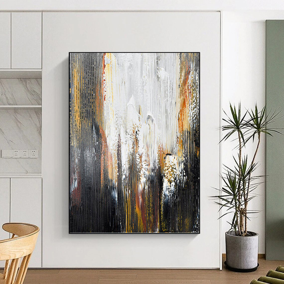 Enormous Hand - Painted Textured Abstract Canvas for Science Lab & Research Facility DKH1229
