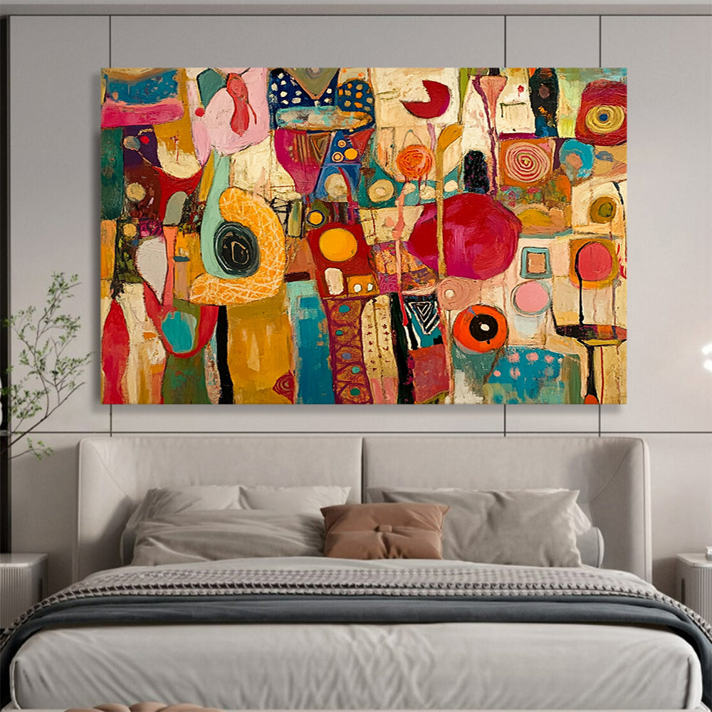 “Colorful Mixed Abstract Shapes” - Multicolor, Mixed Shapes, Patterns - Painting On Canvas HB1431