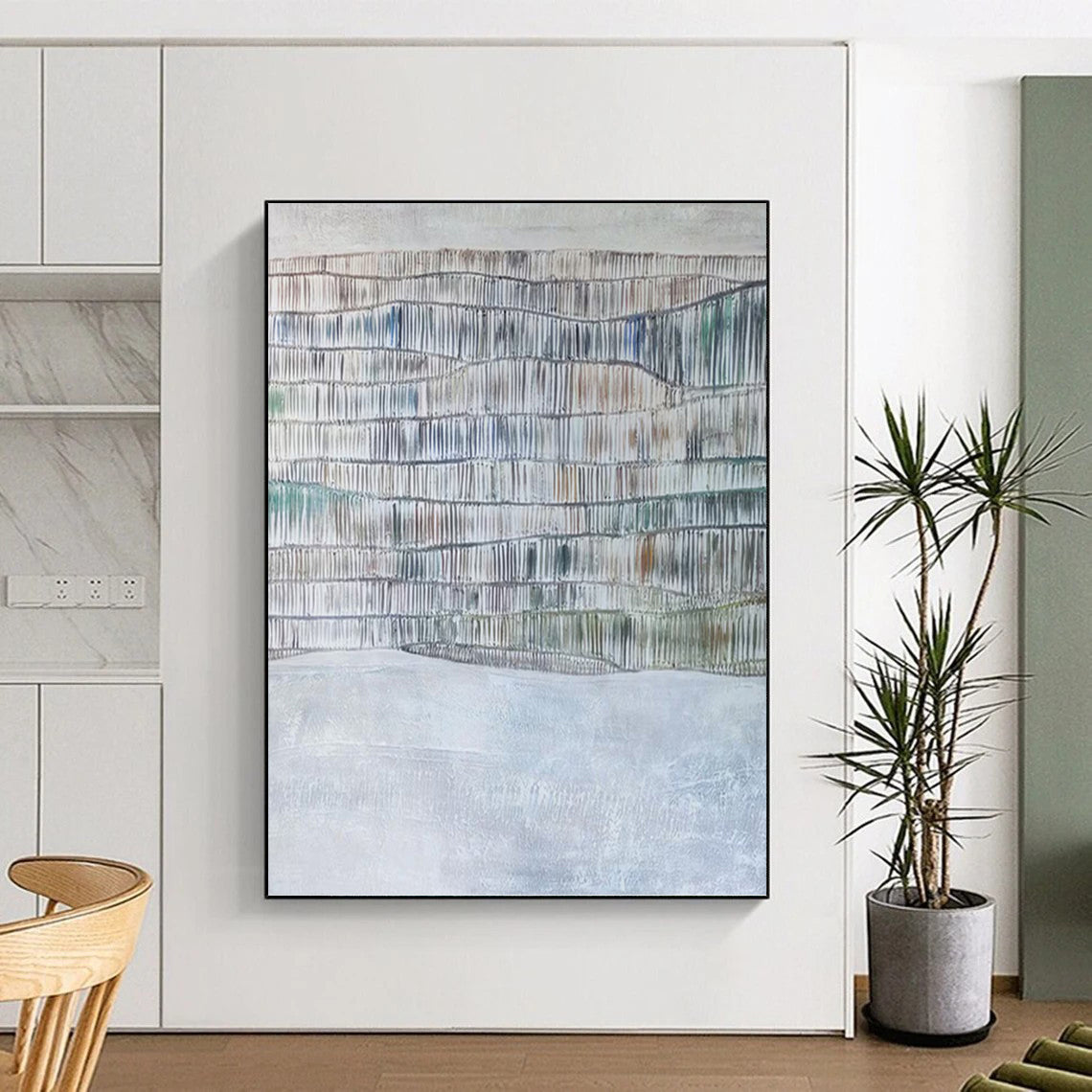 Colossal Hand - Painted Custom Textured Canvas Abstract for Hotel Lobby & Entryway DKH1043