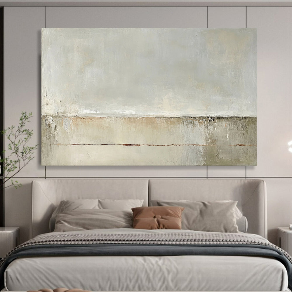 Light Gray and Beige Minimalist - “Serene Horizon” Painting On Canvas HB1449
