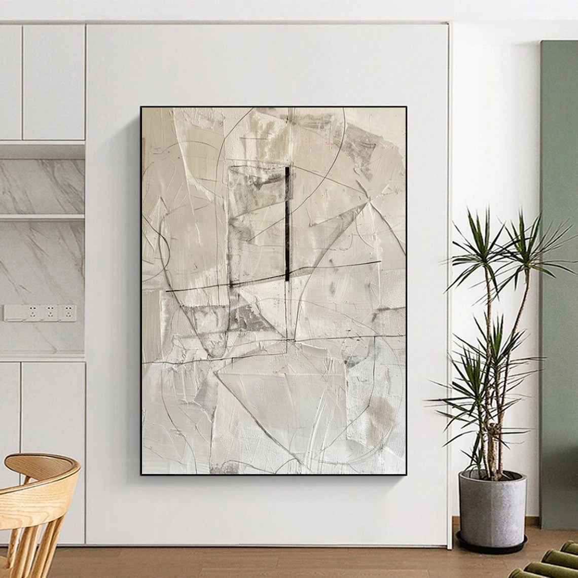 Large Hand - Painted Custom Abstract Canvas for Living Room and Bar DTP001