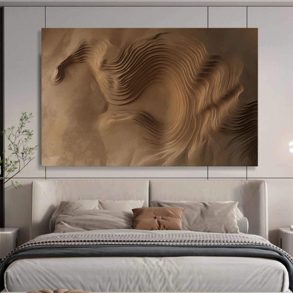 “Sandy Waves” - Earthy Browns, Textured Sand Patterns - Abstract Sand Art - Mixed Media HB1615