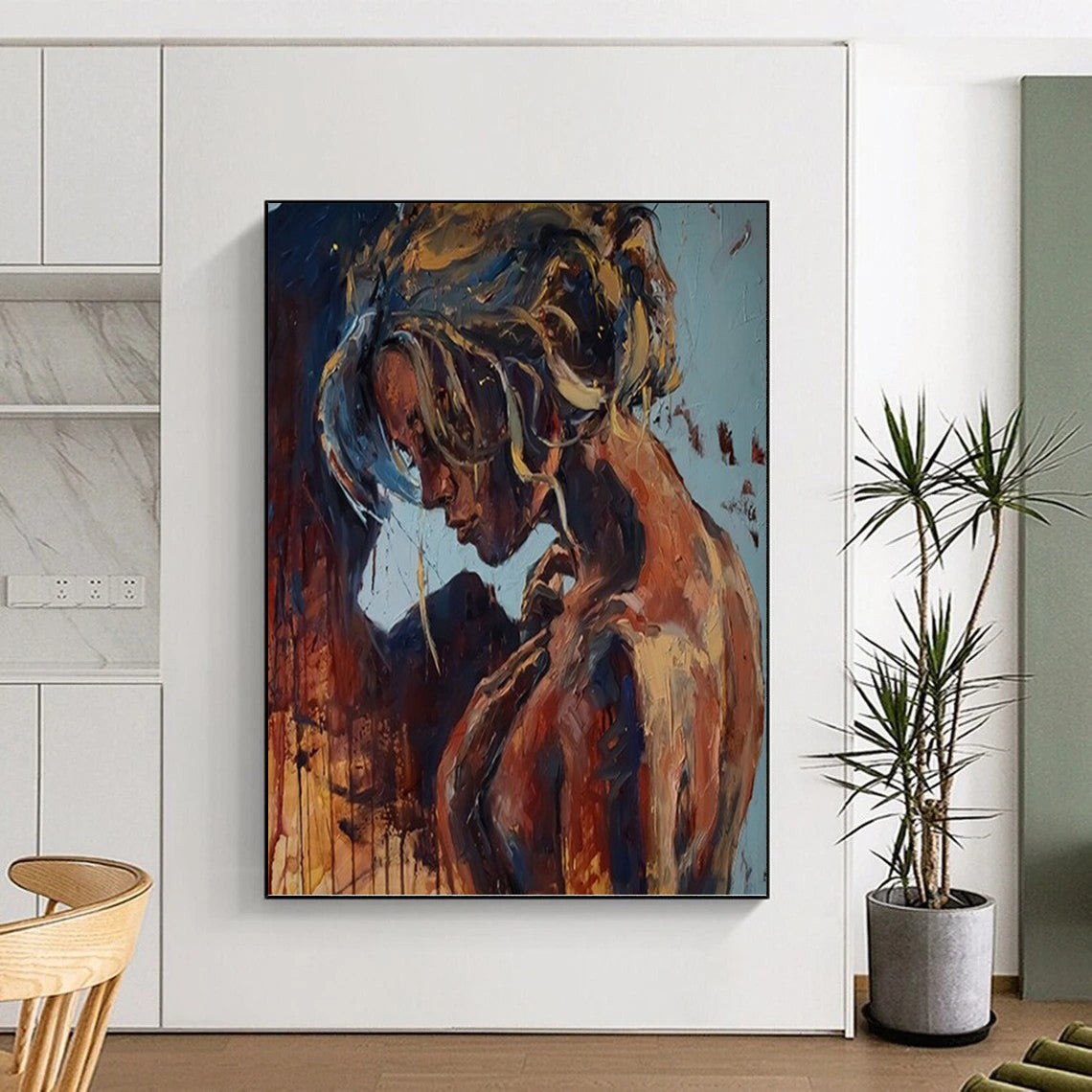 Large Vertical Custom Abstract Hand - Painted Canvas for Bar and Entryway DKH1651