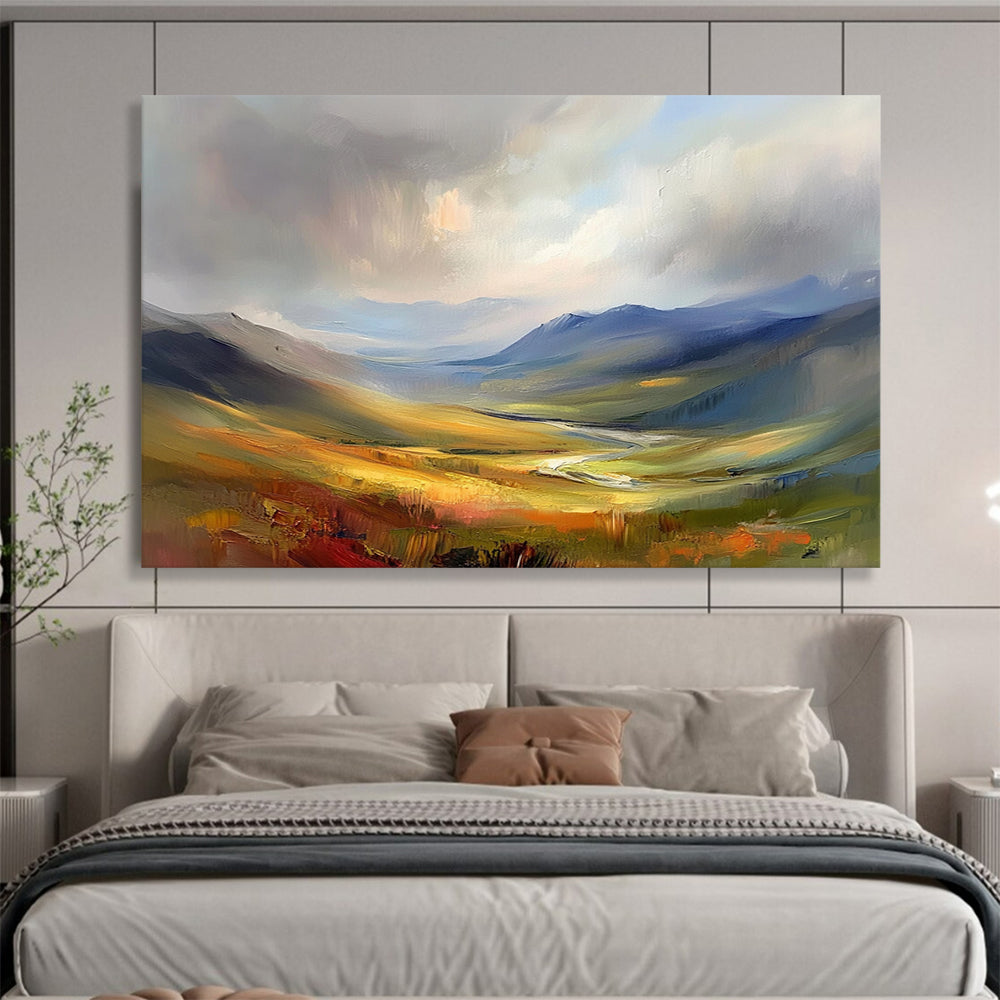 Colorful Mountain Landscape "Vivid Valleys" Painting On Canvas HB0663