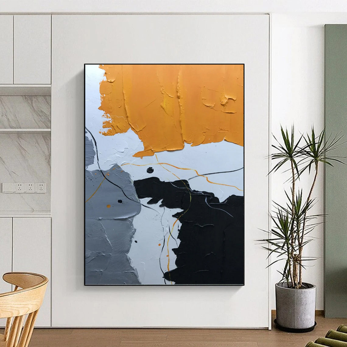 Serene Hand - Painted Textured Abstract for Bedroom & Living Room DKH1334