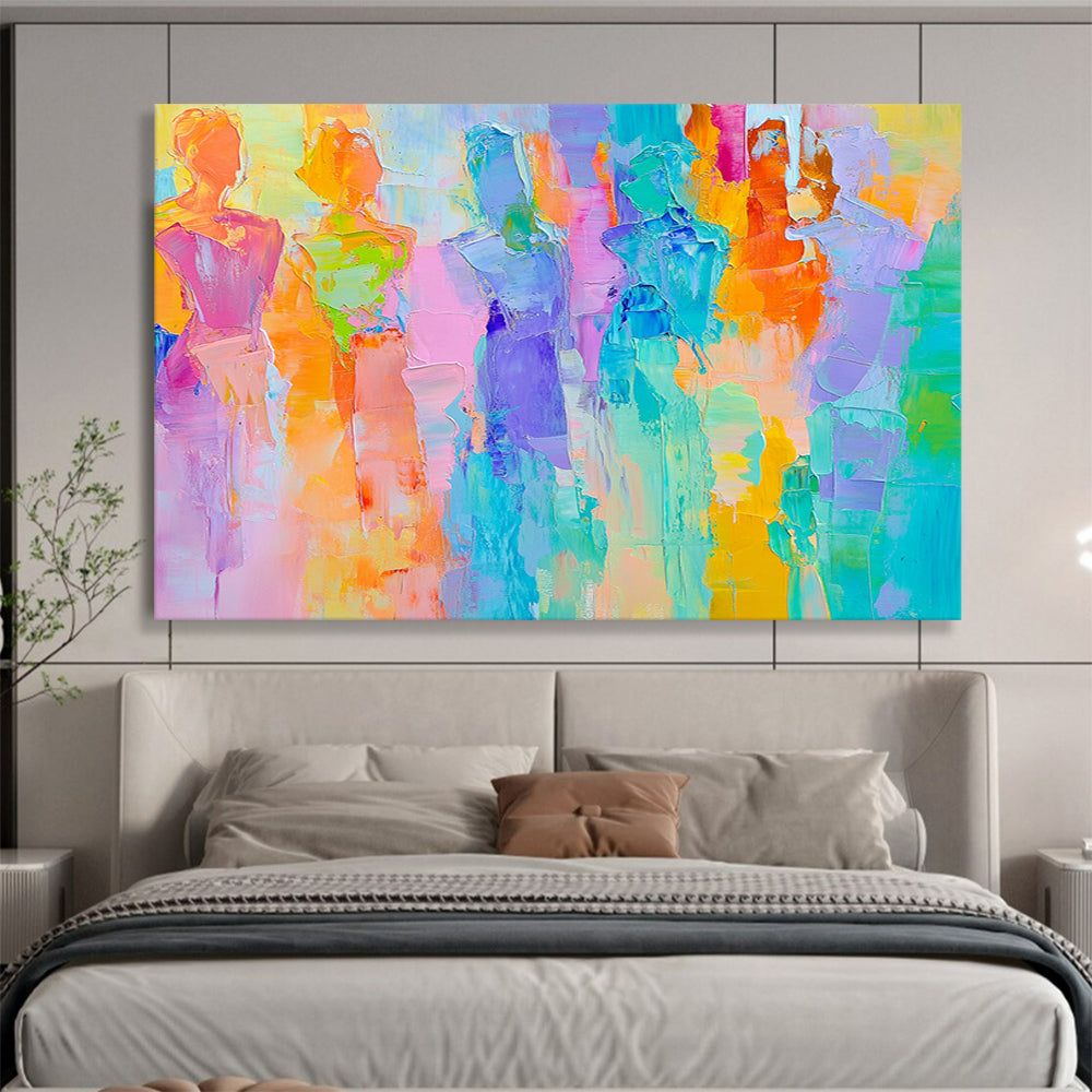 “Colorful Figure Silhouettes” - Bright Colors, Figure Shapes - Painting On Canvas HB1406