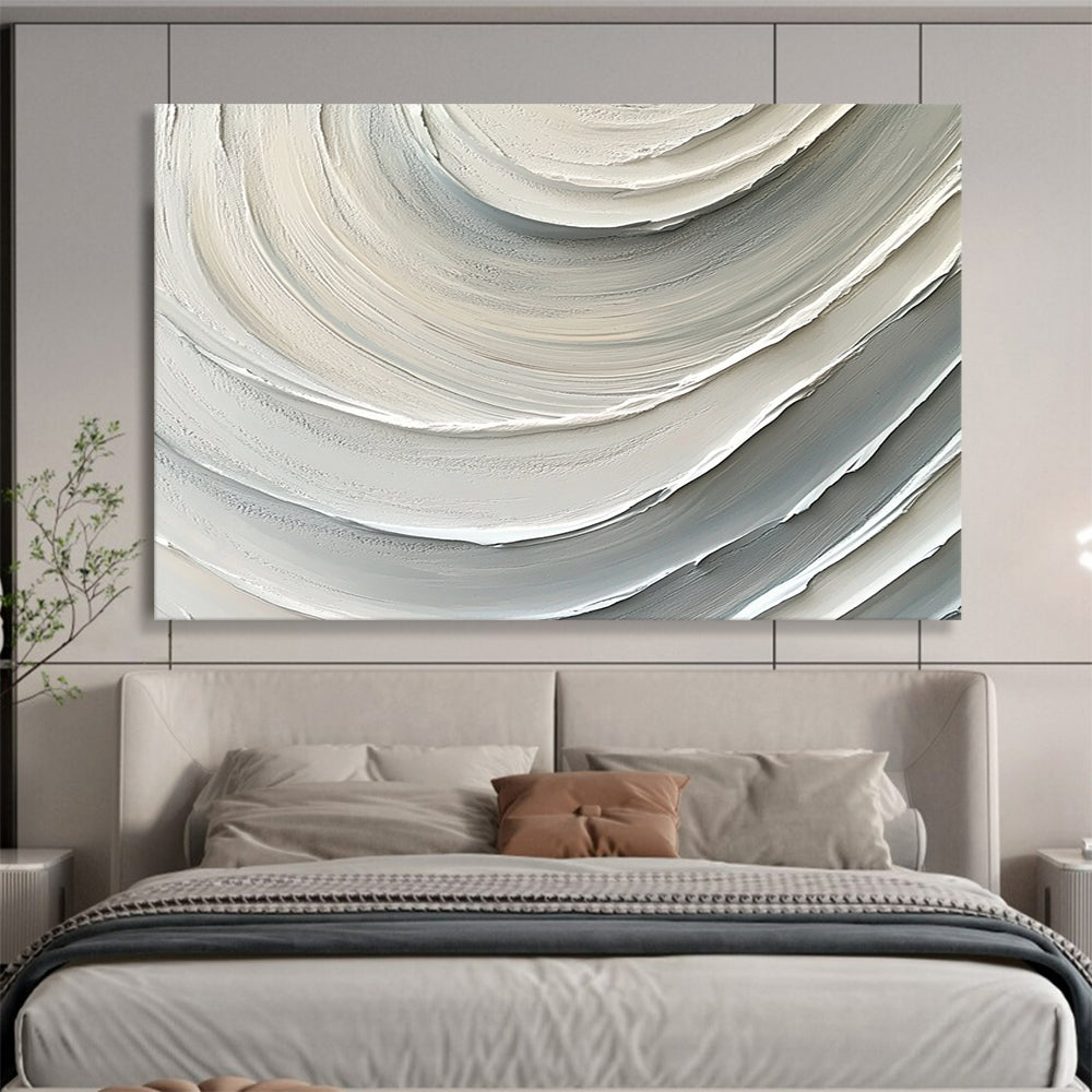 “Gray - White Textured Swirls” - Gray, White, Textured swirl patterns - Relief Art HB1791