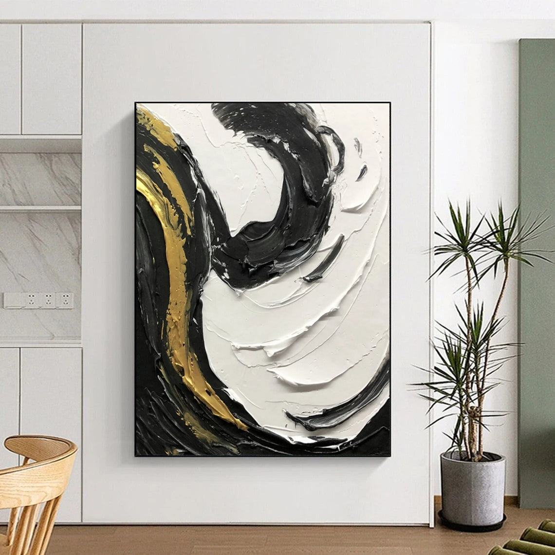 Large Custom Abstract Paintings with Textured Details for Dining Room & Bar DTP381