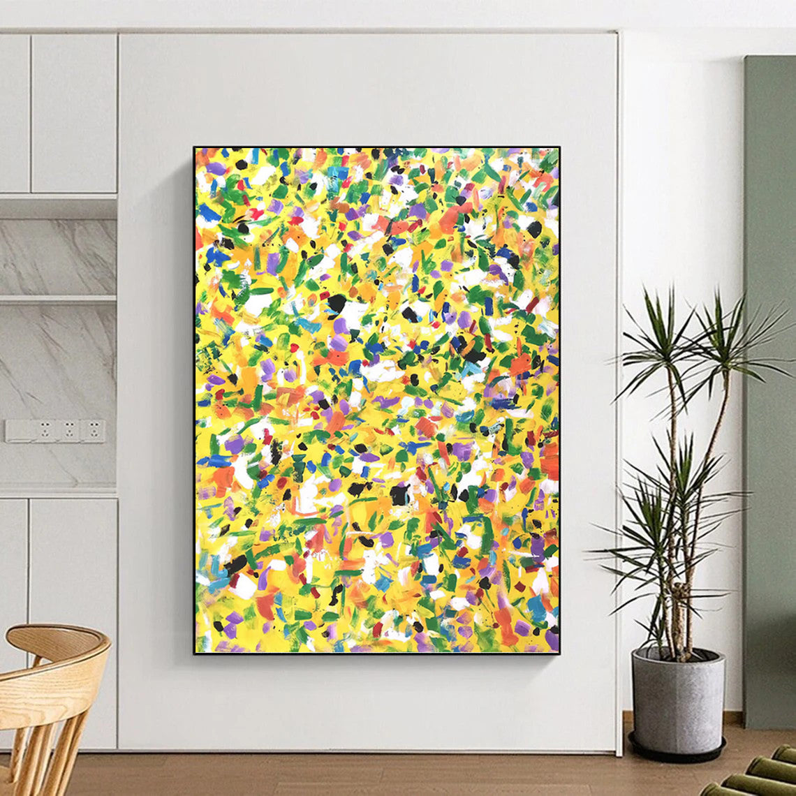 Stupendous Vertical Hand - Painted Custom Abstract Dithyramb (with Expressive Textures) for Living Room and Bar DKH1571