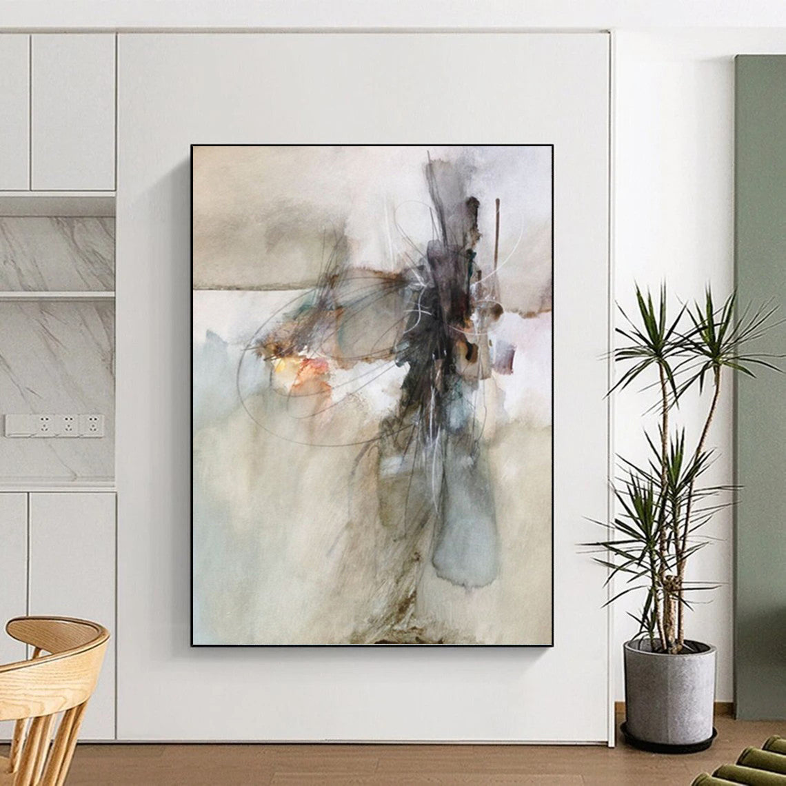 Serene Textured Abstract Mural for Bedroom & Hallway DKH0950