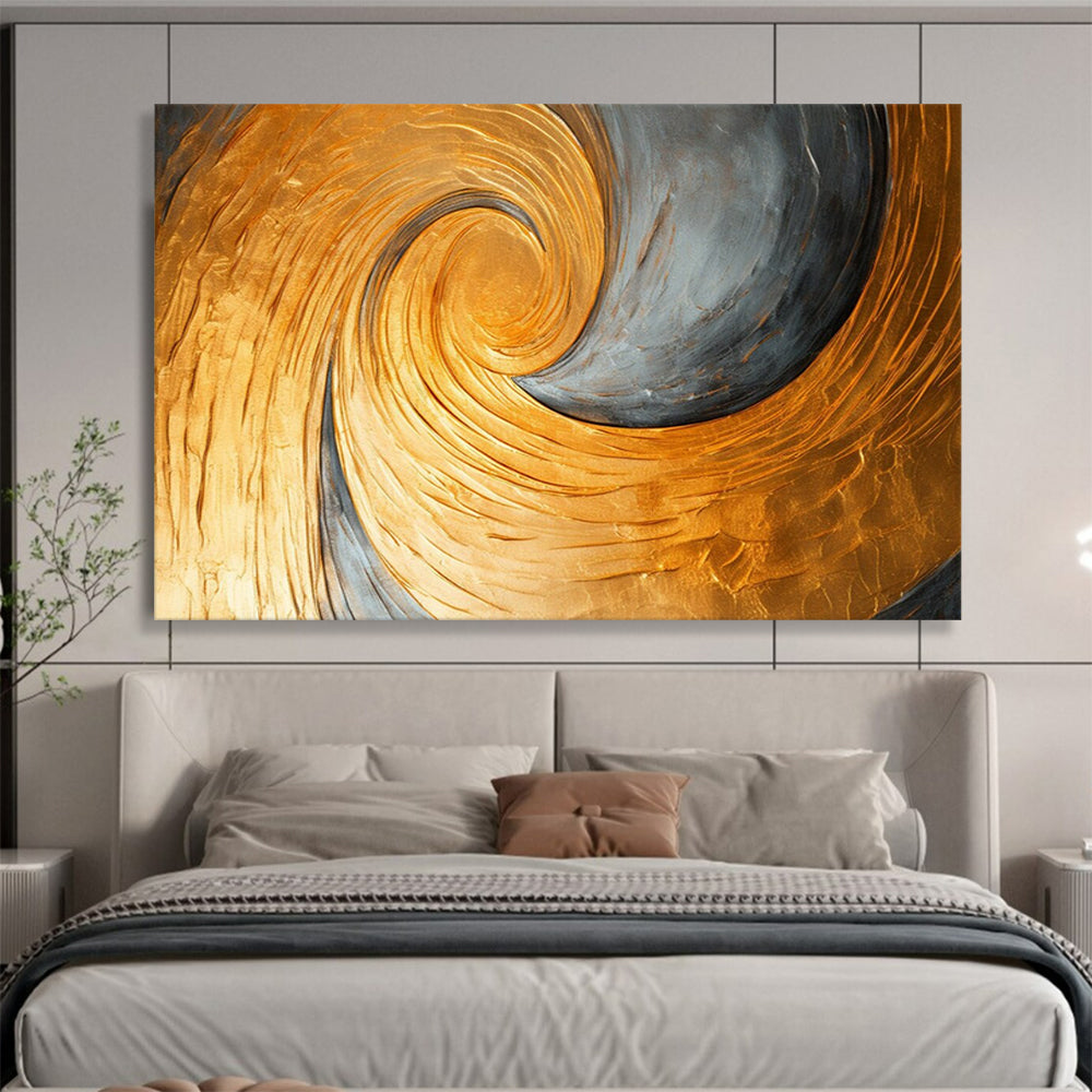 Gold & Gray Swirl Textured Art - Luxe Modern Living Room Focal Point DLZ176