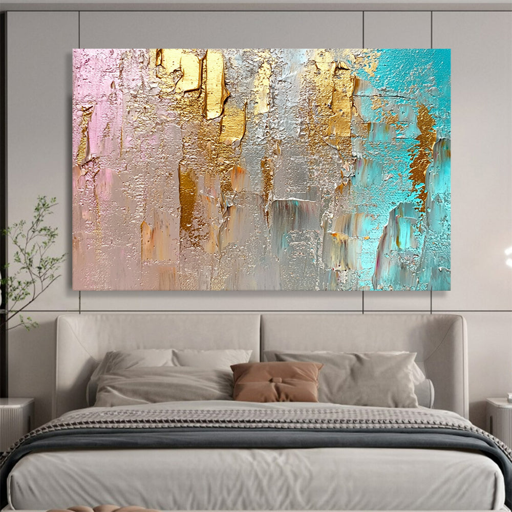 “Pink and Gold Textured Art” - Pink, Gold, Gray, Textured Abstract Painting On Canvas HB0992
