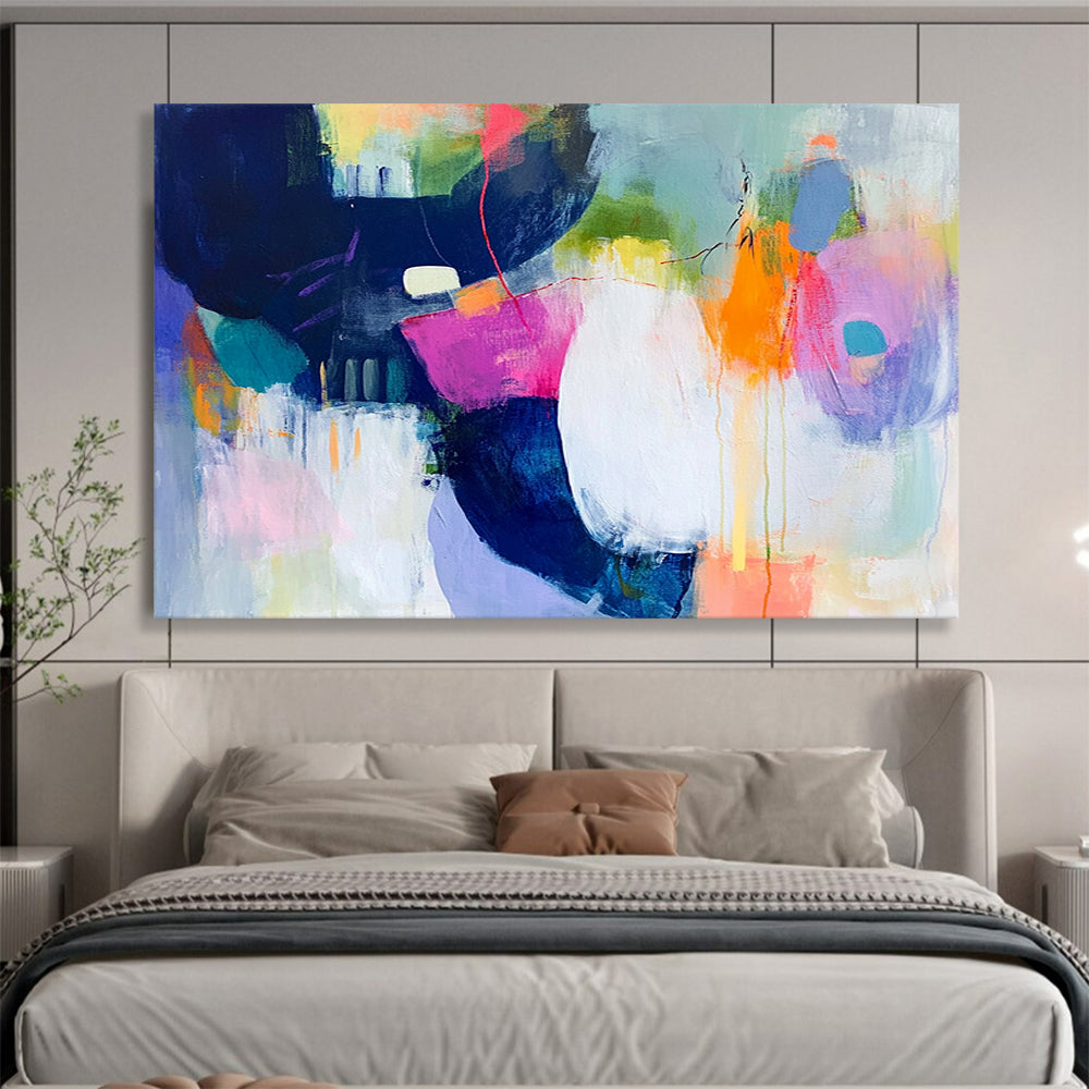 “Vibrant Color Collage” - Pink, Purple, Orange, Blue, Abstract Shapes - Modernist Collage - Inspired Acrylic Painting HB1551