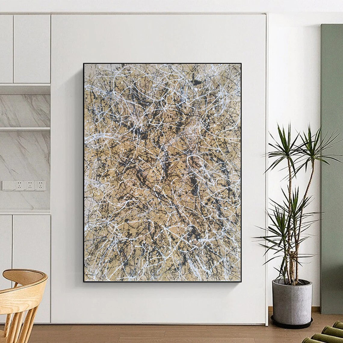Grand - Proportioned Vertical Hand - Painted Textured Custom Abstract Madrigal for Living Room and Entryway DKH1574