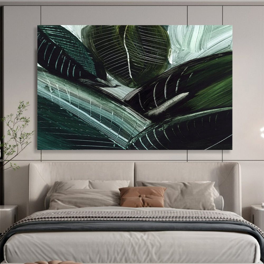 Dark Green Leaf Abstract: Bringing Natural Vitality to the Space DLZ144