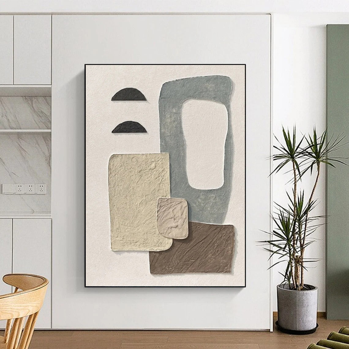 Custom - Designed by Designers: Hand - Rendered Textured Canvas Painting for Office & Hallway DKH1135