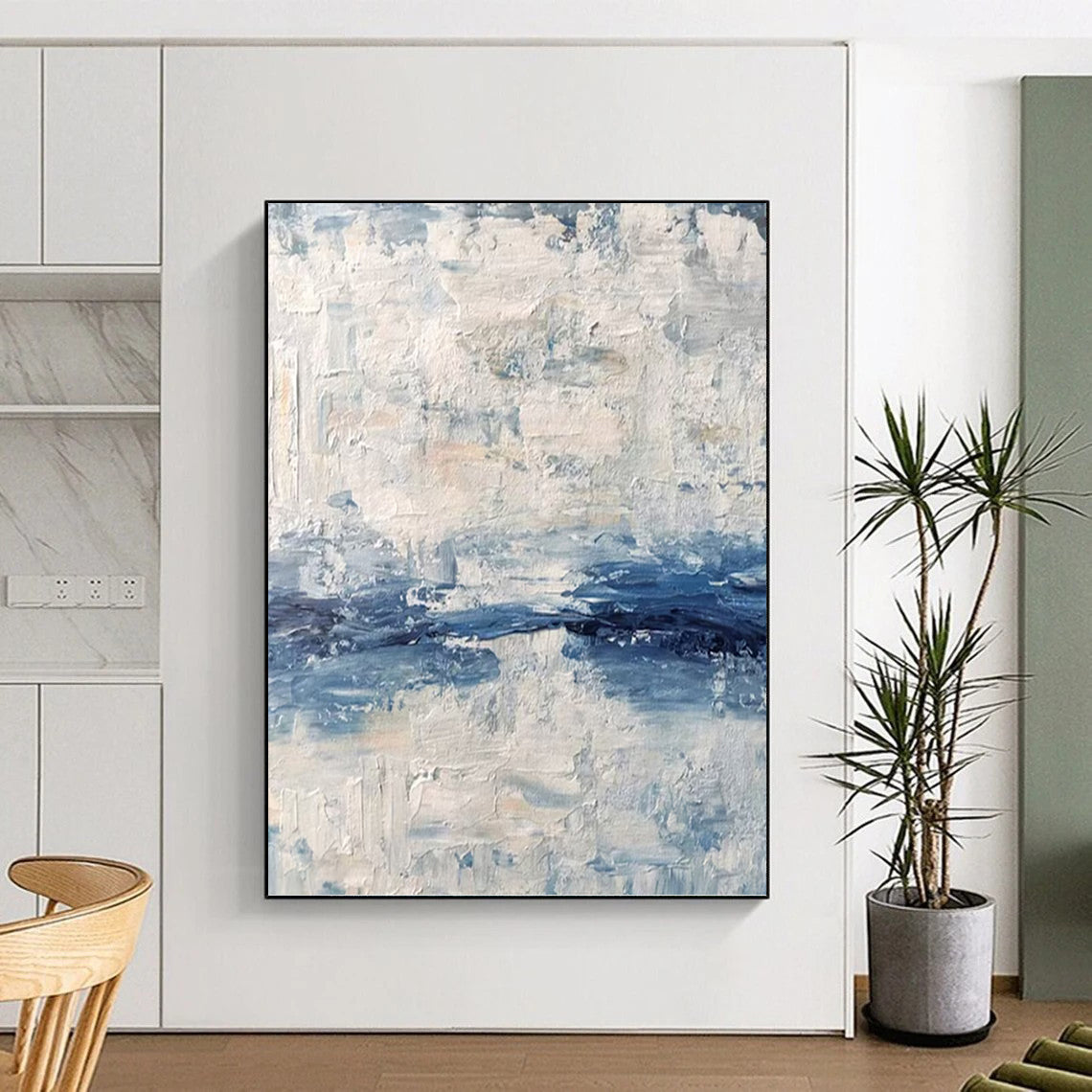 Supersized - Format Vertical Hand - Painted Textured Custom Abstract Madrigal, for Living Room and Entryway DKH1546