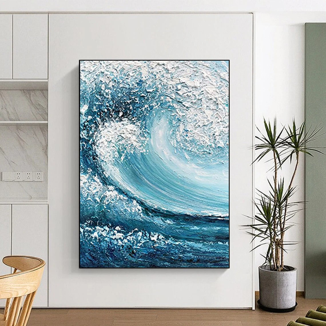 Large Custom Abstract Paintings: Textured Beauty for Office & Bar DTP322