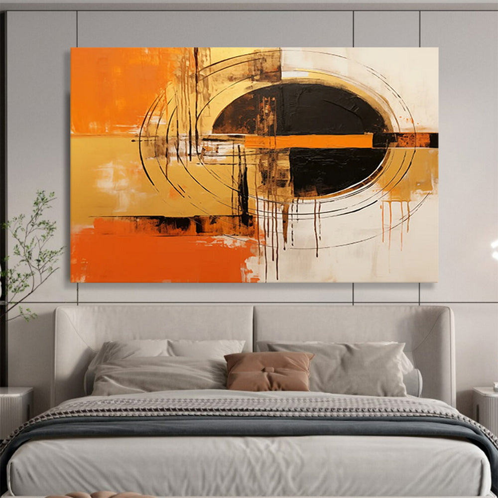 Orange - Black Geometric Dynamism - Bold Entryway Art DLZ105