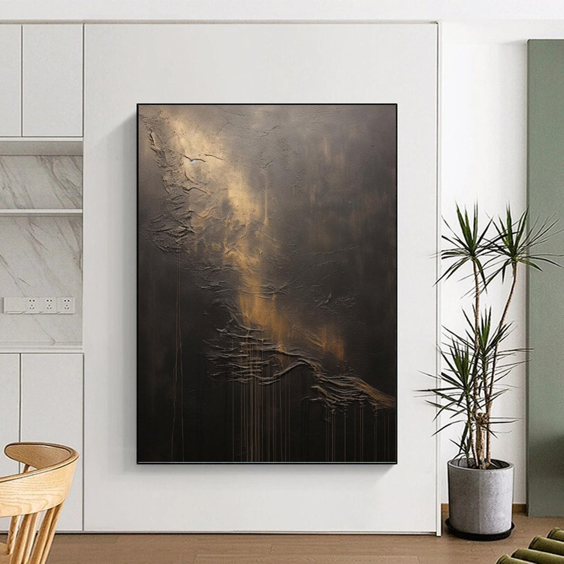 Vertical Hand - Painted Large Abstract Custom Gem for Living Room and Hallway DKH1663