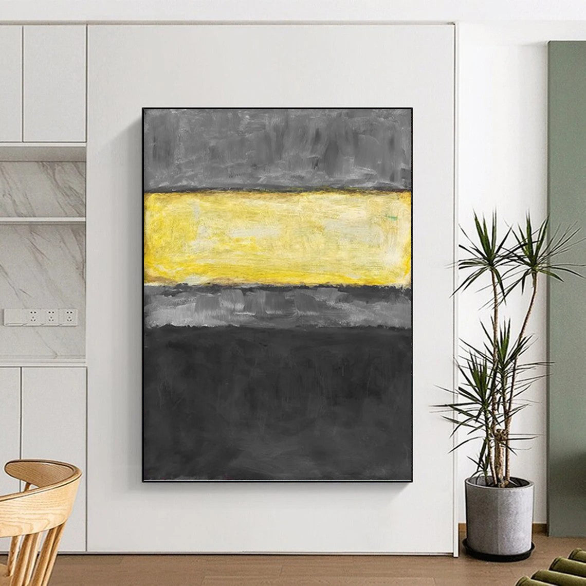 Enormous Vertical Hand - Painted Custom Abstract Symphony (with Hazy - Mist Textures) for Office and Dining Room DKH1625
