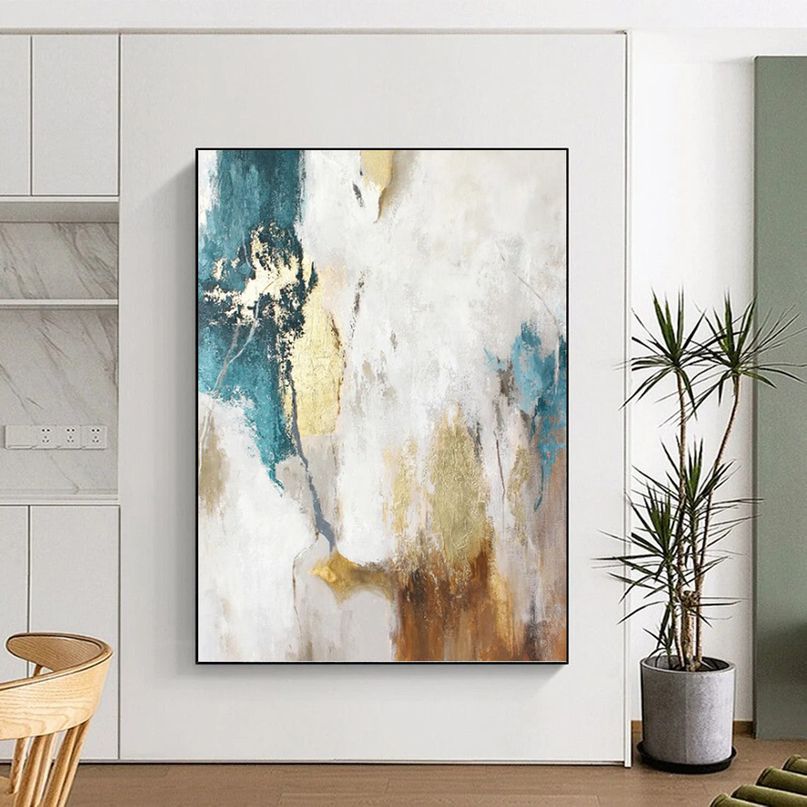 Enormous Hand - Painted Custom Textured Abstract Artwork for Dining Room & Hallway DKH1014