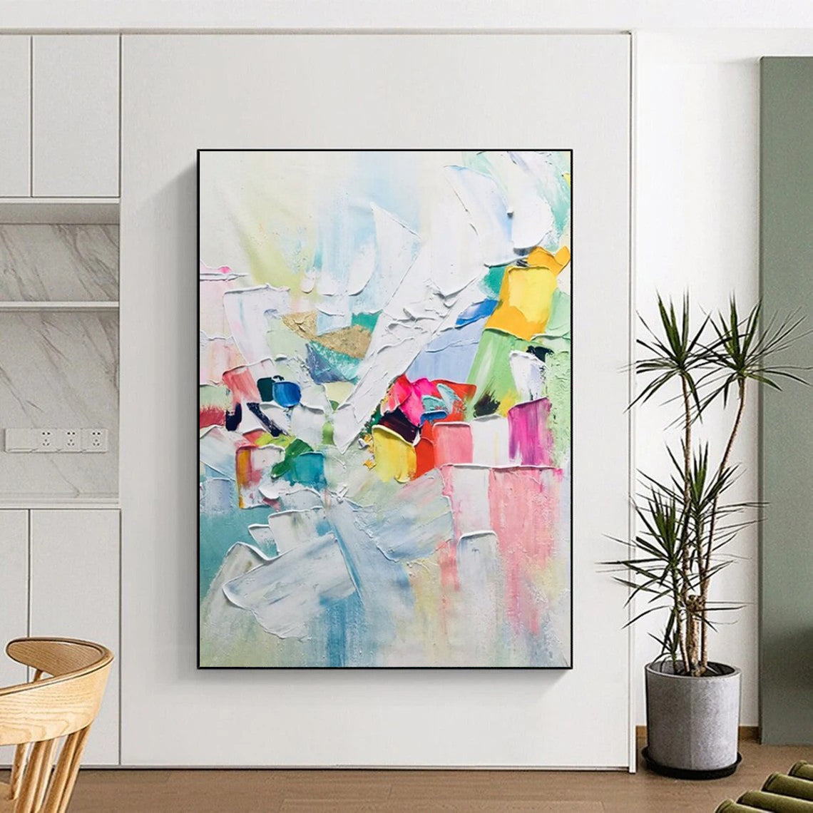 Hand-Painted Large Abstract Creations: Textured Details for Office & Hallway DTP267